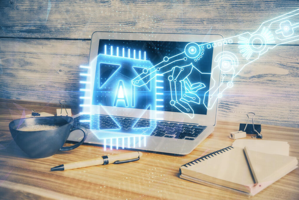 Laptop with AI chip graphic